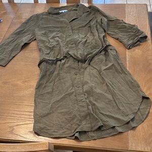 Chic Olive Long Sleeve Shirt Dress